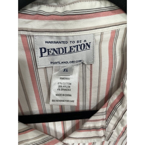 Pendleton Womens Stripe Cotton Button up Work Pink Grey Shirt‎ XL - Picture 4 of 7